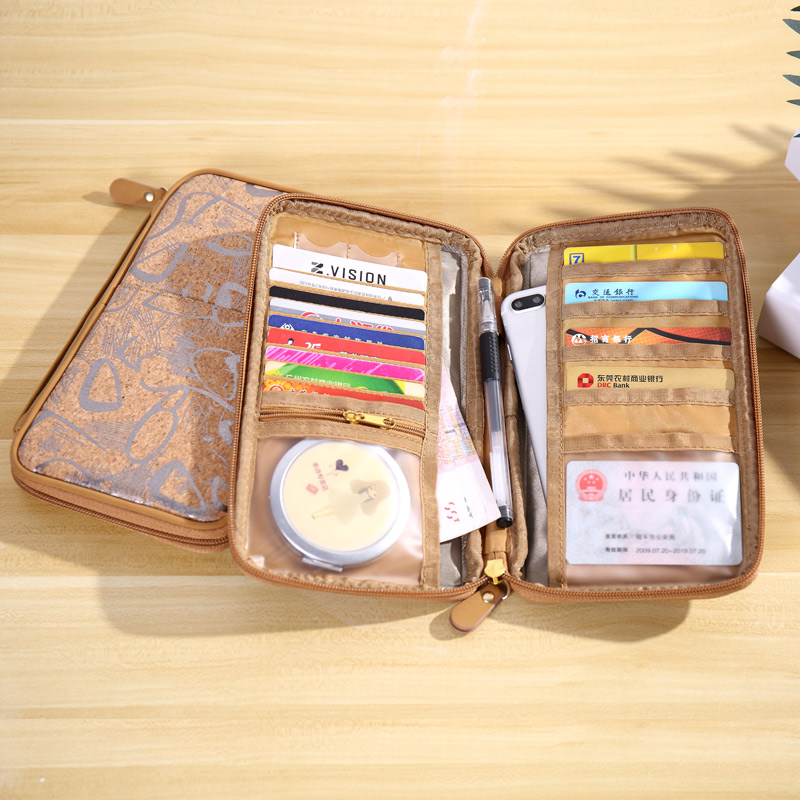 Veganer Kork-Mehrzweck-Rfid-Blocking Travel Passport Wallet-Dokument Organizer Holder 