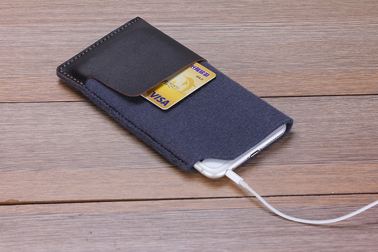 Handy-Fall mit Geldbörse Kompatibel mit iPhone 8 Plus / 11 Pro-Max - Made mit Anti-Statische Merino-Wolle-Filz-Gewebe