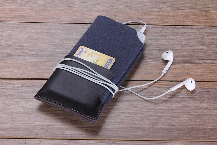 Handy-Fall mit Geldbörse Kompatibel mit iPhone 8 Plus / 11 Pro-Max - Made mit Anti-Statische Merino-Wolle-Filz-Gewebe 