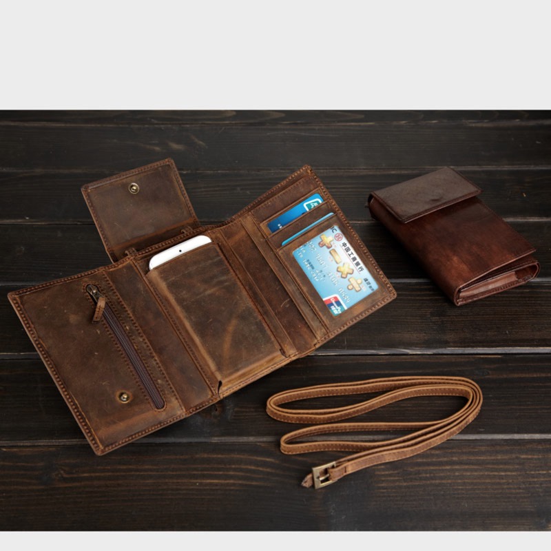 Echt Leder Kleine Crossbody-Handy-Geldbeutel für Frauen, Mini-Messenger-Schulter-Tasche Geldbörse mit Kreditkarte Slots 