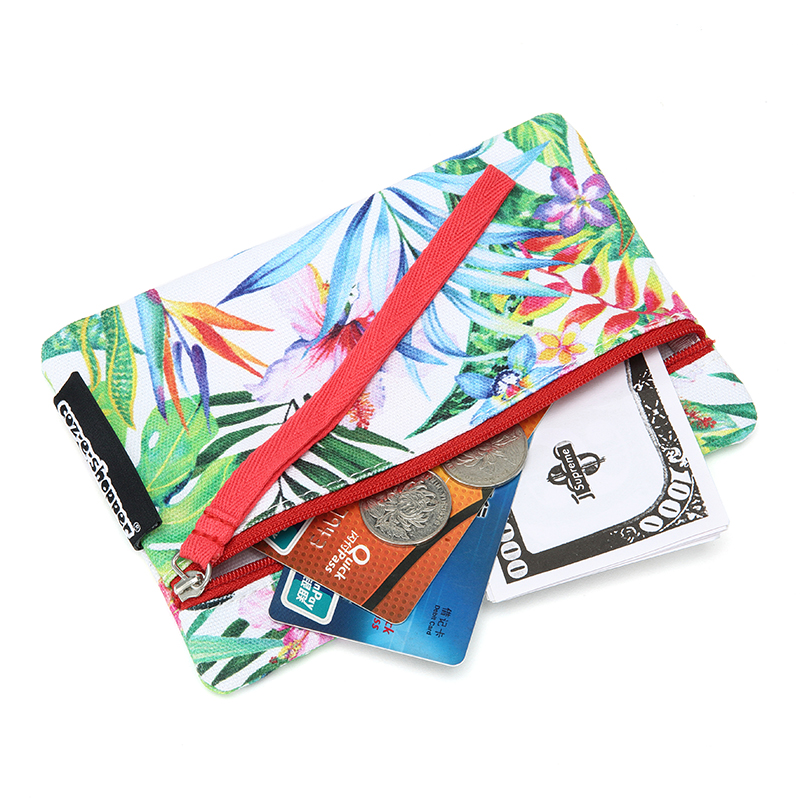 bedruckte Baumwolle Leinwand Wechselgeld Geldbörse Halter Reißverschluss Mini Brieftasche