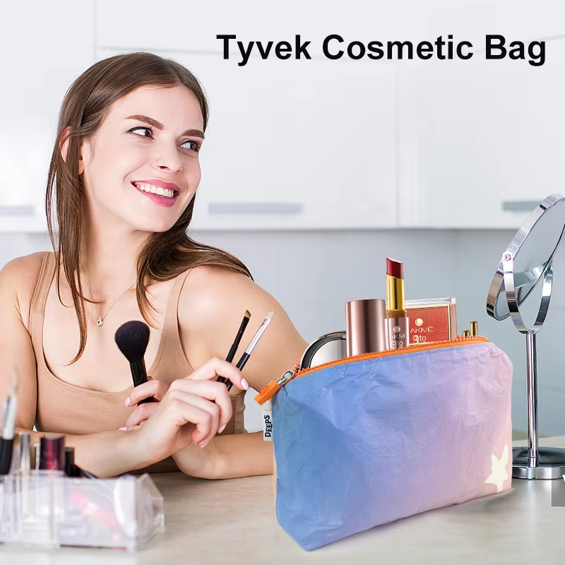 Custom Logo Tear-Resistant DuPont ™ Tyvek® Make-up-Tasche-Leichte und wasserdichte Kosmetikbeutel