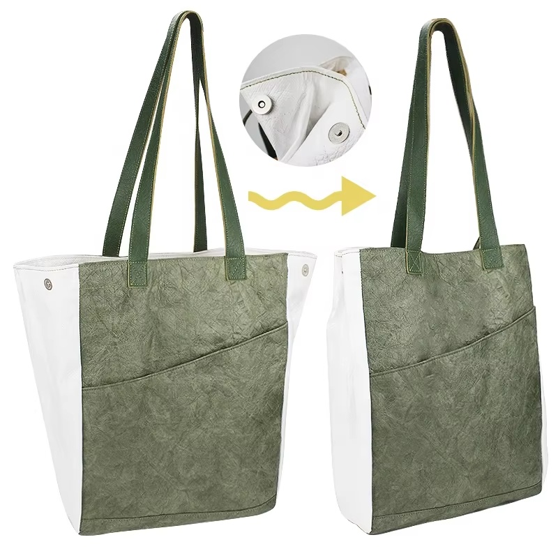 Umweltfreundliche, wasserdichte Damenhandtasche aus Tyvek®-Papier – wiederverwendbare Einkaufstasche