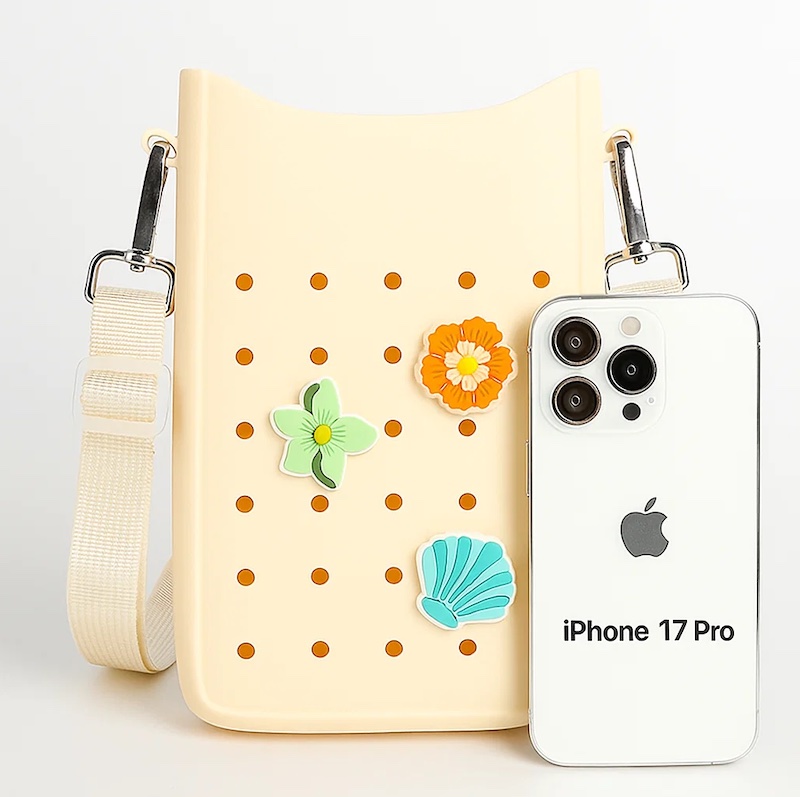 Mädchen-Umhängetasche aus Silikon mit Bonbonmuster für iPhone 17, Pro, Pro Max – wasserdichte, tragbare Umhängetasche für alle Jahreszeiten